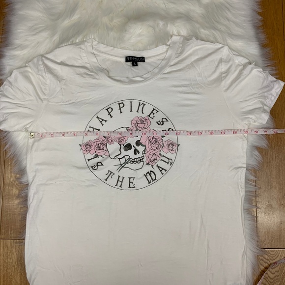 Fifth Sun Happiness Drapey Graphic Skull T-Shirt - Picture 8 of 8